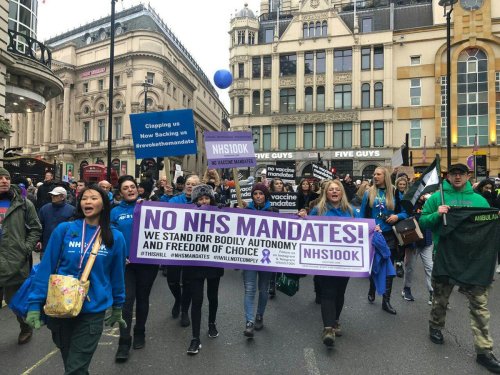 Compulsory Covid jabs for NHS workers could be axed after protests across UK