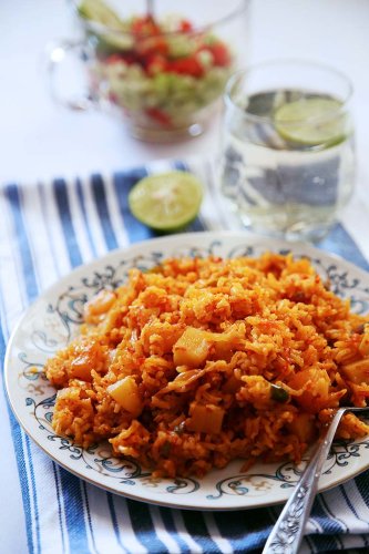 Estamboli Polo | Persian Tomato Rice with Potatoes