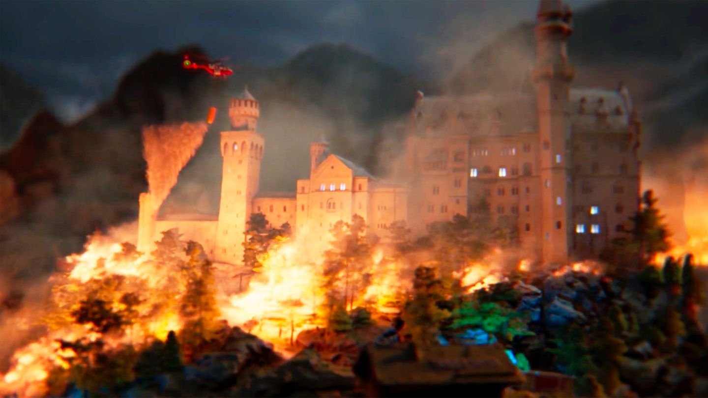 Im Miniatur-Wunderland "brennt" Schloss Neuschwanstein