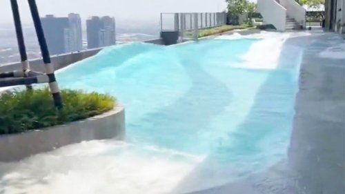 Amateurvideos zeigen überschwappende Hochhaus-Pools