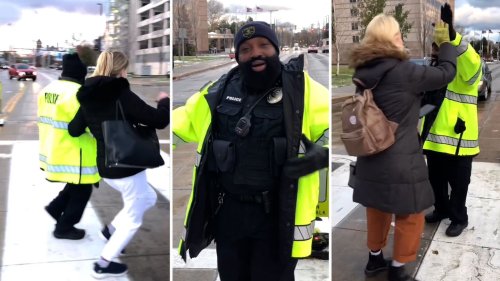 Dieser Polizist heitert Passanten mit seinen Tanzeinlagen auf