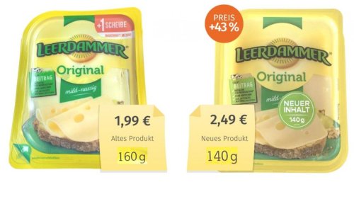 "Versprochen, gebrochen": Leerdammer-Käse ist die "Mogelpackung des Monats"