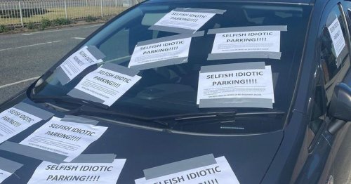 Corsa plastered with angry letters and tape by fuming resident