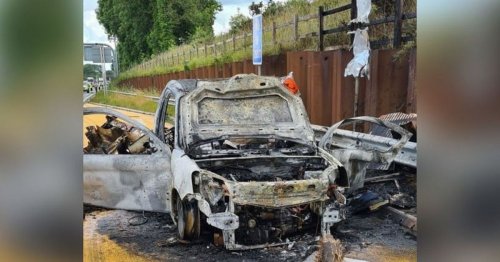 Campervan destroyed after bursting into flames in M6 fireball
