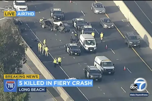 Five people killed, one injured in fiery single-vehicle crash on 710 ...