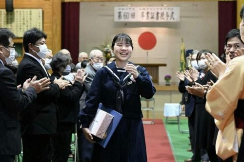 On remote island of Oteshima, Japanese school holds graduation ceremony for its only student