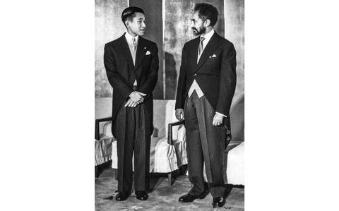 Akihito and Haile Selassie in Tokyo, 1956