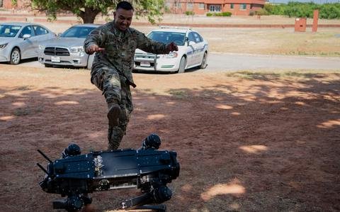 Hi-tech working ‘dogs’ make robotic paw prints while patrolling Air Force base in Texas