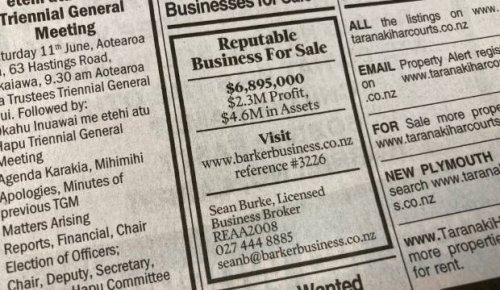 The Taranaki business for sale for $7m - just don't ask what it is unless you're serious