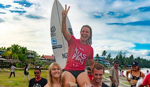 Paige Hareb wins World Surf League qualifying event in Indonesia