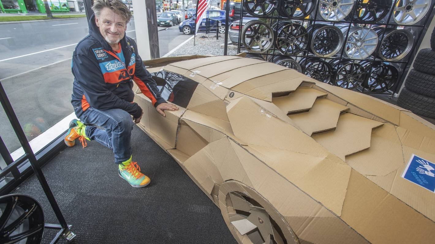 Cardboard Lamborghini sold for $10,000 parks up in Christchurch showroom |  Flipboard