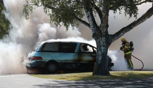 Van goes up in flames outside Marlborough Tennis Club