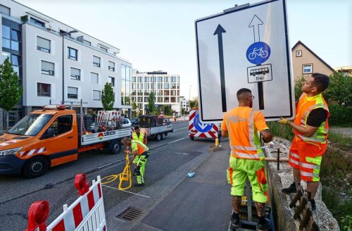 Verkehrsversuch in Leonberg: Die gelben Streifen verschwinden