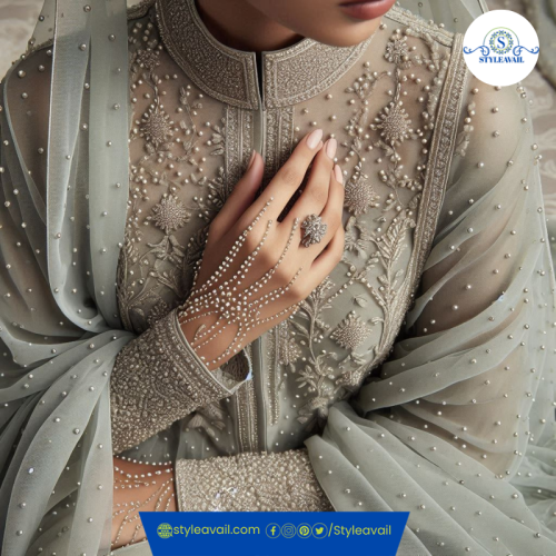 Stunning Light Mukesh Work Suits for a Glamorous Look