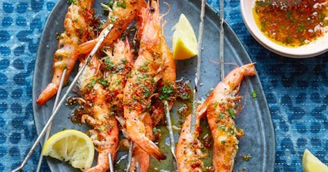 A mouthwatering chilli, ginger and garlic prawns recipe to use on the BBQ