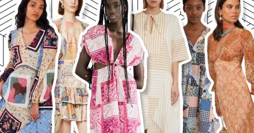 Patchwork-print dresses are an easy way to try out this season’s 70s trend