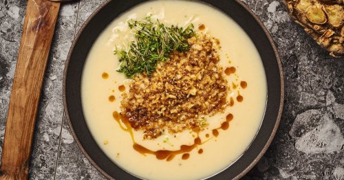 Selleriesuppe mit Sesam und Dashi-Brühe