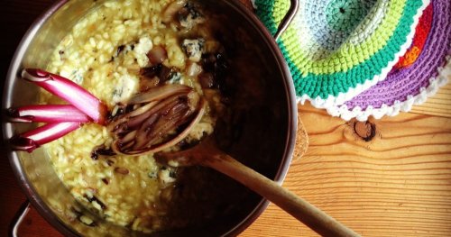 Cremiges Risotto mit Radicchio, Birne und Käse - einfaches Rezept