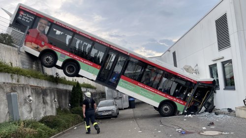 Herrenberg: Bus stürzt über Abhang gegen Discounter