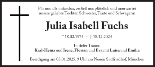 Traueranzeigen von Julia Isabell Fuchs | SZ-Gedenken.de