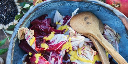 Chicory and Beet Salad with Champagne Vinaigrette and Saffron Aioli Drizzle