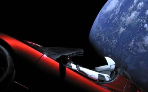 Where is the Tesla that Elon Musk launched into space now?