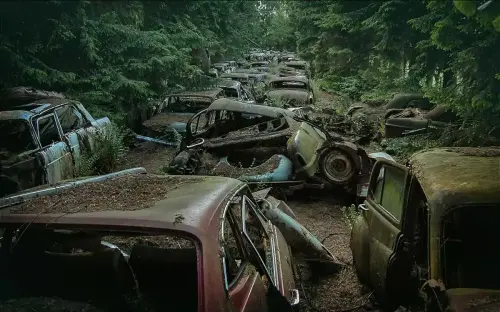 This forest was filled with hundreds of abandoned cars
