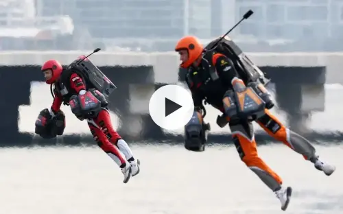 Amazing video shows world's first jet pack race in Dubai