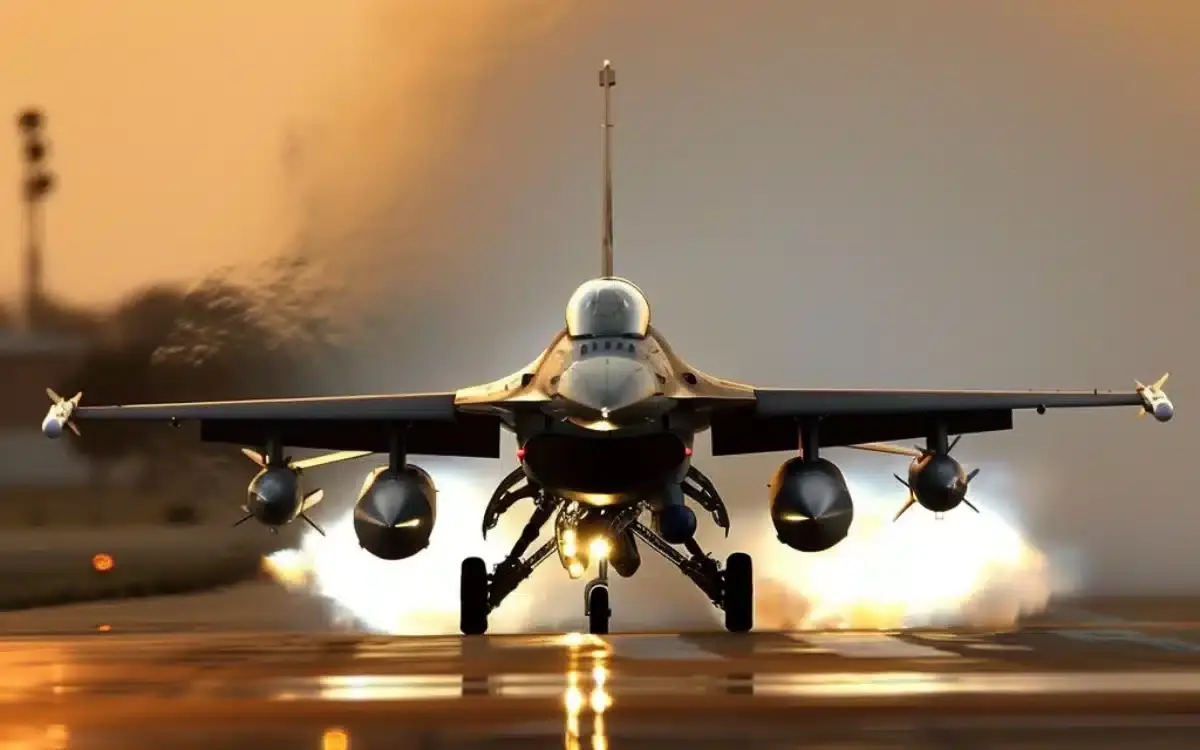 F-16 fighter jet afterburner takeoff is major power display