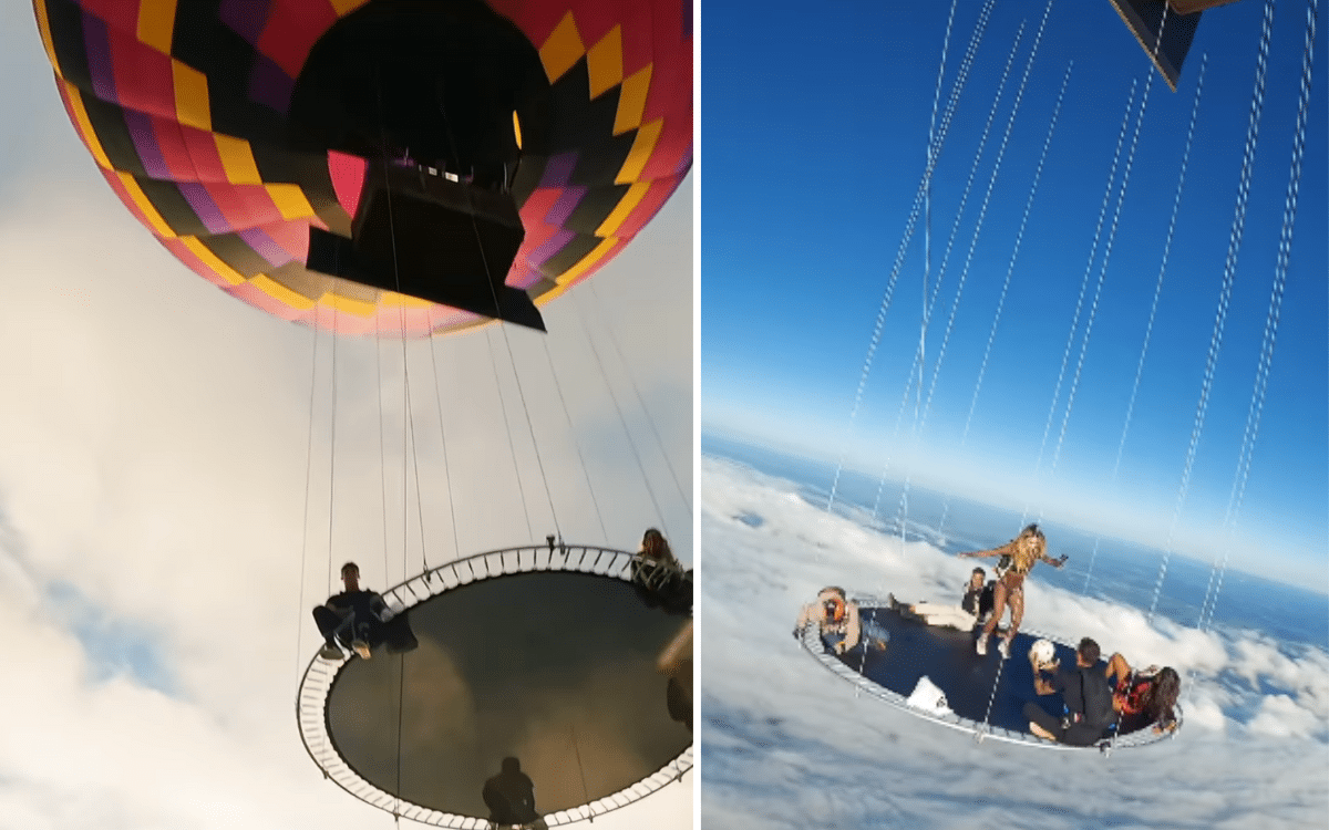 Shocking footage of Jay Alvarrez trampolining in the sky