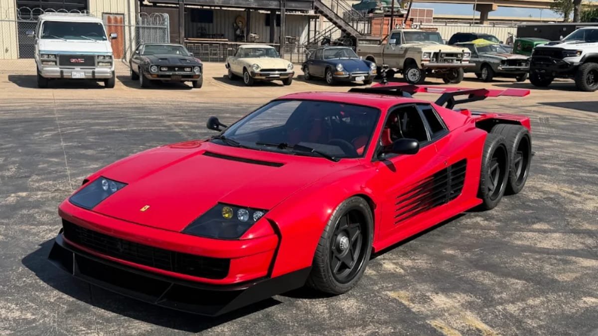 Man built the world's first 6x6 Ferrari Testarossa with wheels that cost $60,000 - cover