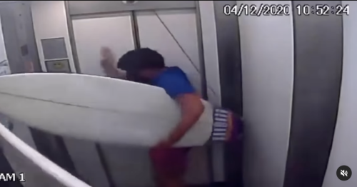 What Happens When a Surf Leash Gets Caught in an Elevator? (Watch)