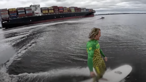 Surfing Mythic Cargo Ship Waves in North Carolina (Watch)