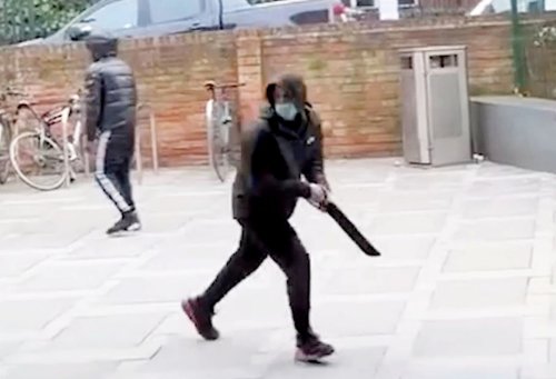 Knife fight caught on camera: Teen thugs jailed after machete brawl outside art gallery
