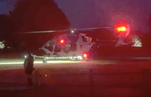 Watch as air ambulance takes off from West Sussex field following machete incident