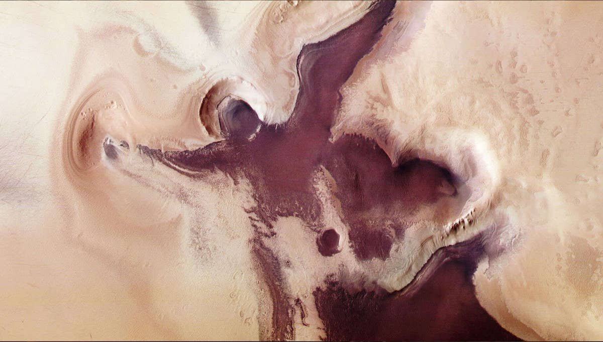 Mars is revealing angel, devil and heart "tattoos" as ice at its south pole vaporizes