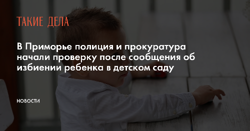 В Приморье полиция и прокуратура начали проверку после сообщения об избиении ребенка в детском саду