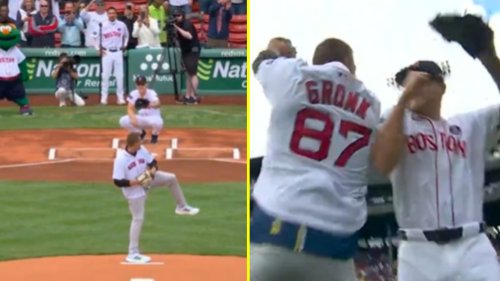 Rob Gronkowski throws most intense first pitch in MLB history in Boston