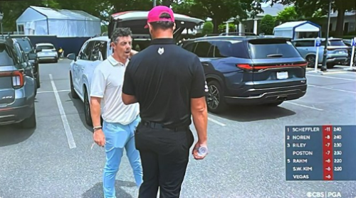 Rory McIlroy snubs media again after PGA Championship horror show but has words with Jon Rahm in car park before leaving
