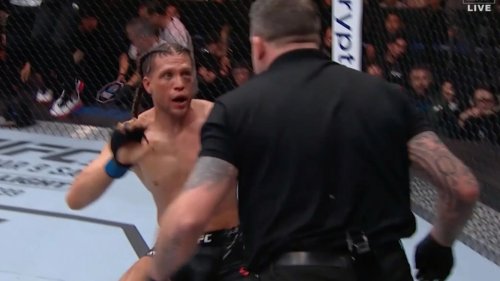 UFC fans in hysterics at Brian Ortega’s terrified reaction to angry referee