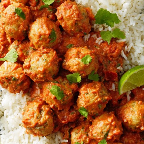 Chicken Tikka Meatballs with Ginger Rice