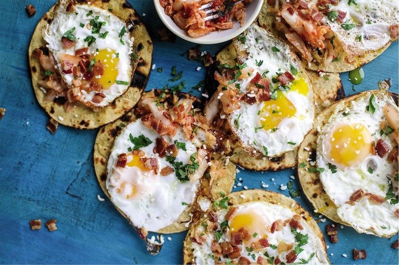 Bacon, Egg And Kimchi Breakfast Tacos Will Make You A Morning Person
