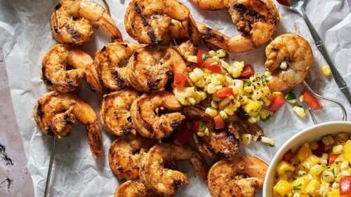 Tasting Table Recipe: Grilled Shrimp With Charred Corn And Mango Salsa Recipe