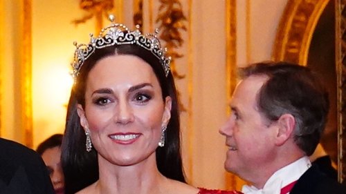 Kate dons Princess Margaret’s favourite Lotus Flower Tiara as she leads the glamour at the Diplomatic Corps dinner
