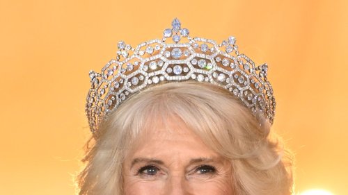 Camilla wears the Queen Mother’s spectacular Greville Tiara and Queen Elizabeth II’s diamond necklace for historic state banquet in Germany