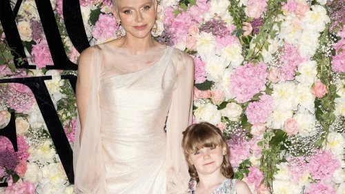 Royal girls night out: Princess Charlene takes seven-year-old daughter to fashion event in Monaco