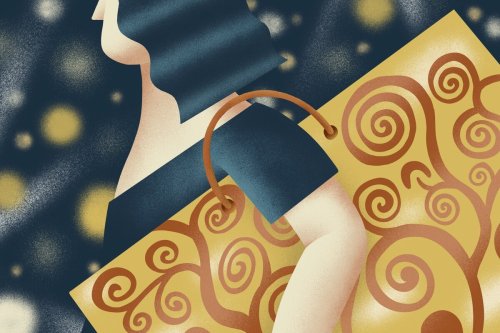 Junge Frauen mit eckigen Tüten