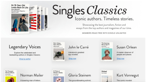 Amazon launches Singles Classics to resell timeless essays from top writers and magazines