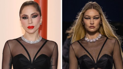 Lady Gaga's Oscars 2023 Gown Was Worn by Gigi Hadid on the Versace Runway 3 Days Ago