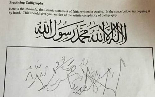 Protests shut schools after pupils asked to copy Islamic script